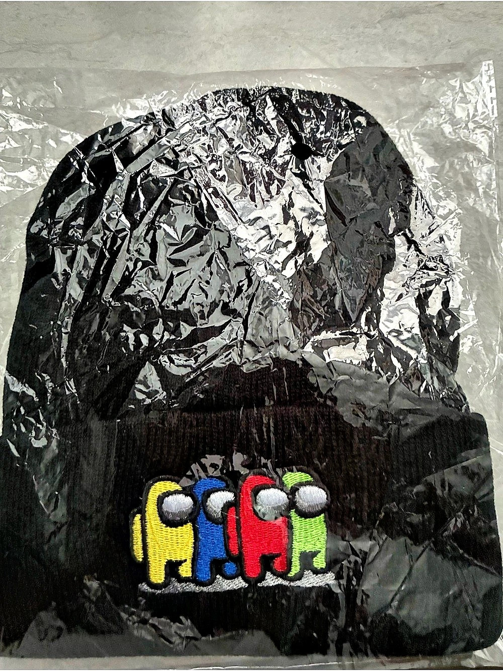 Black & Multicolor Among Us Graphic Beanie